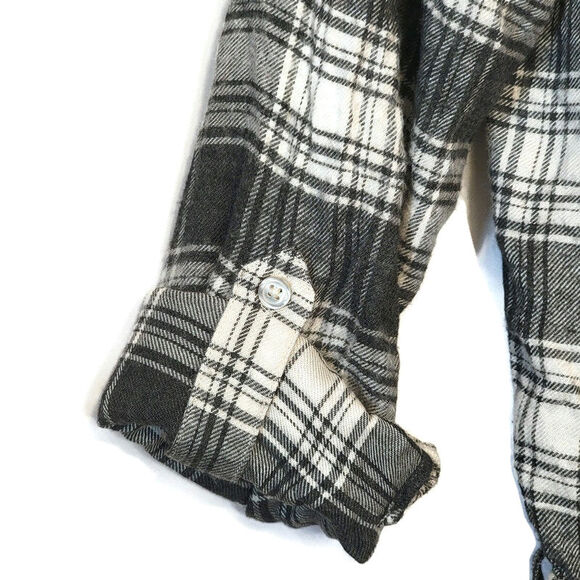 Anthropologie Cloth & Stone Plaid Romper Relaxed Fit Soft Casual Gray White S - Picture 5 of 14